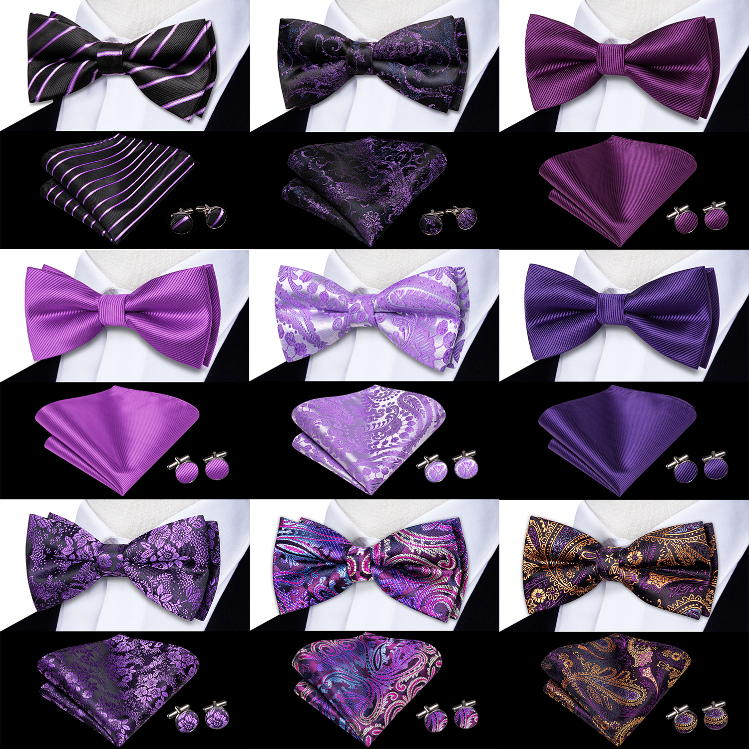 Bow Tie Pre Tied - Purple Lilac Lavender Pansy Violet Silk