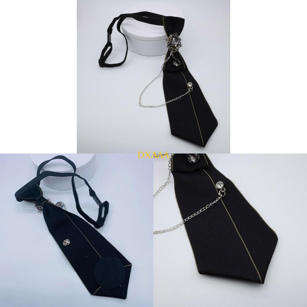 Bow Tie Pre Tied - DXAA Women Gothic Tie Uniform Metal