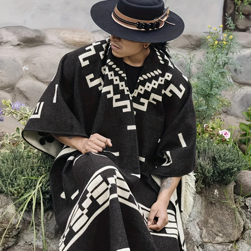 Muffler Men Wool - Men's Cape Fashionable Knitted Fringed Pullover
