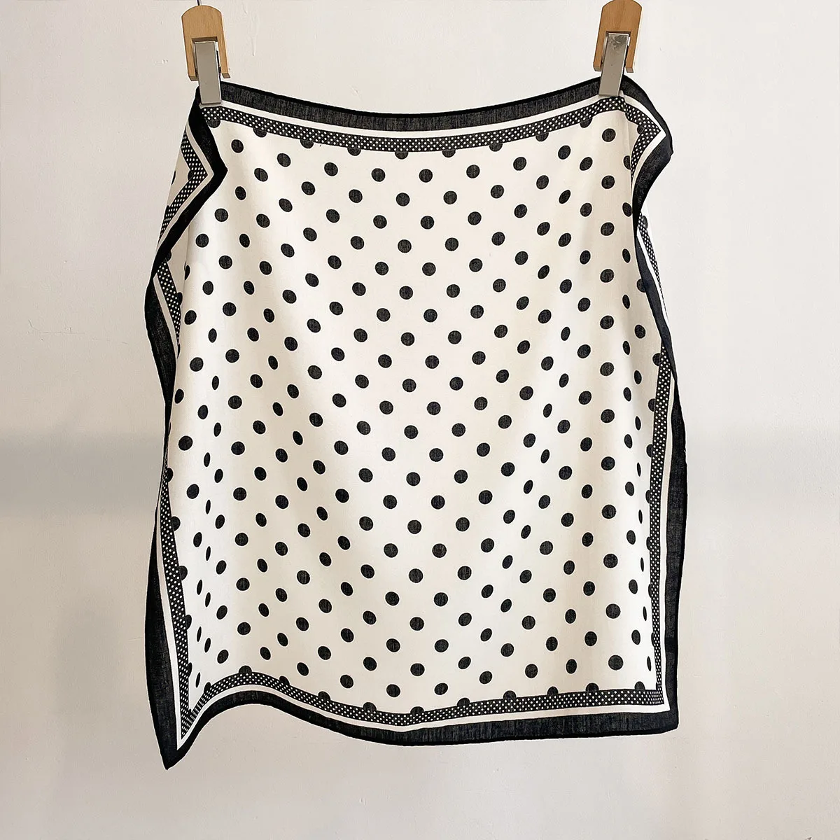 Silk Neck Scarf - Luxury Polka Dot Printed Square Scarf