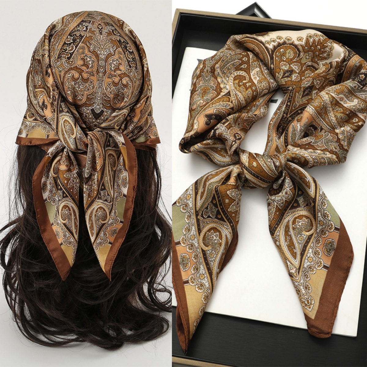 Head Wrap Turban - Bohemian Style Print Luxury Brand Silk