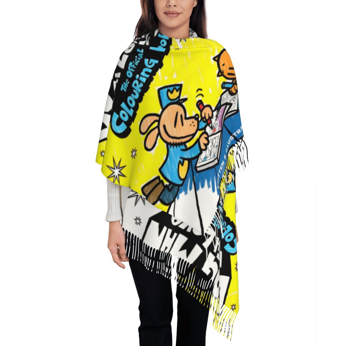Pashmina Wrap Large - Womens Tassel Scarf Dog Man Dogman