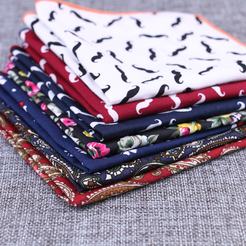 Handkerchief Cotton Men - Fashion Cotton Pocket Square Flower Beard
