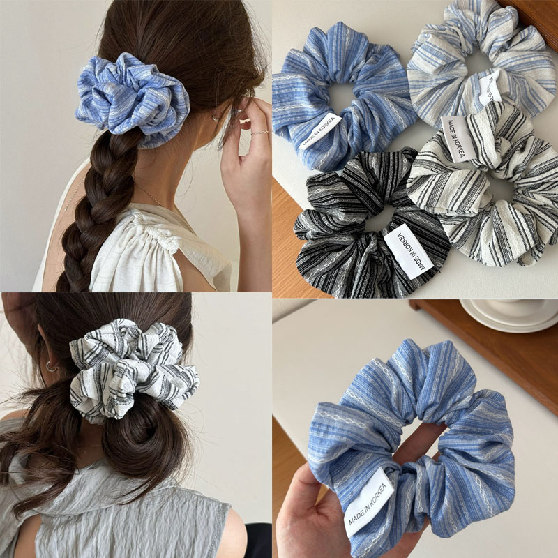 Silk Tie Striped - 2024 Korea Fashion Stripe Hair Rubber
