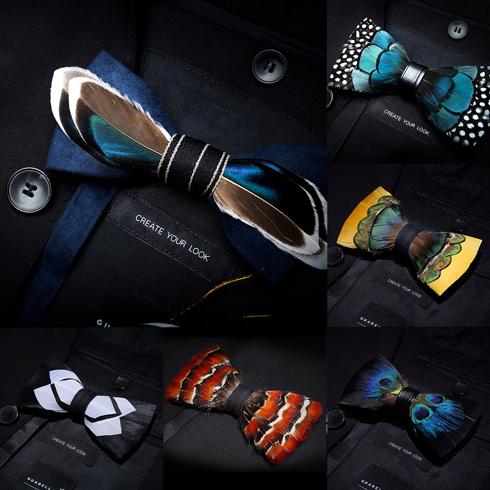 Bow Tie Pre Tied - KAMBERFT designer brand Handmade Feather and