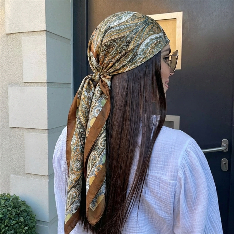 Head Wrap Turban - Women Spring Summer Square Scarf 90*90cm