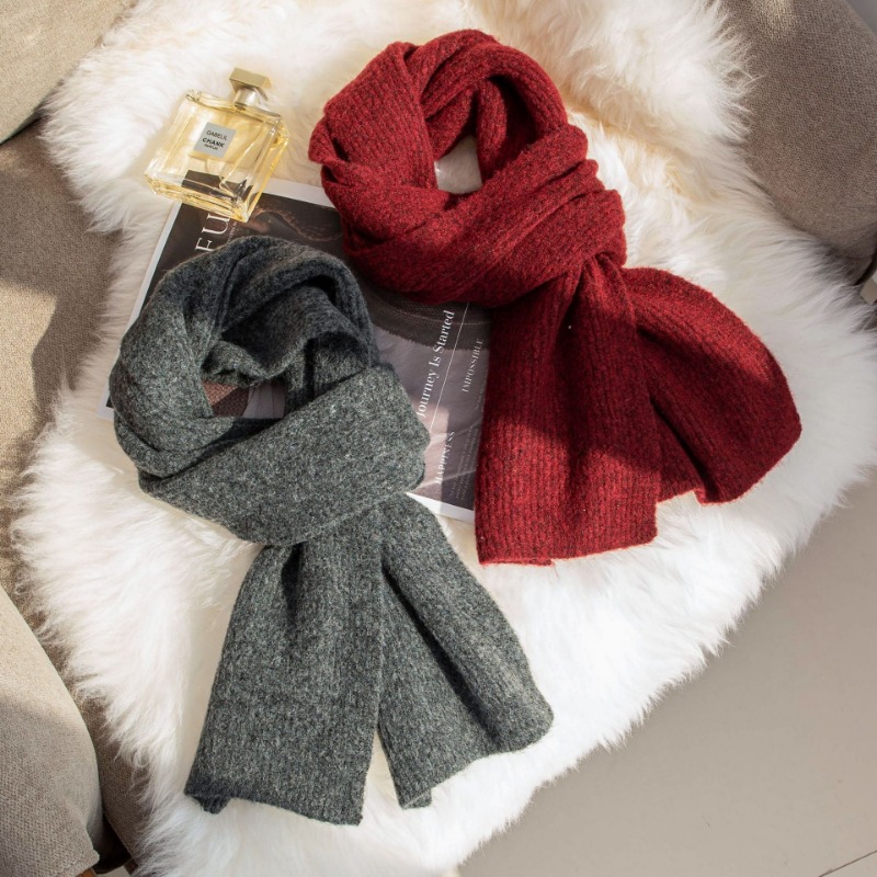 Muffler Men Wool - Korean Style Classic Woolen Scarf Solid