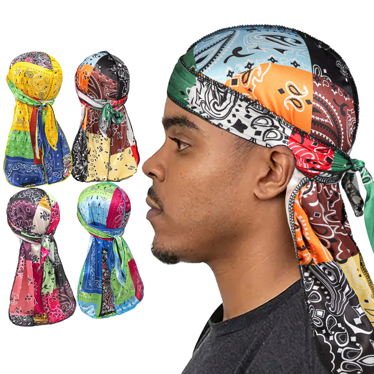 Bandana Doo Rag - Paisley Printing Silky Durags Bandanas for