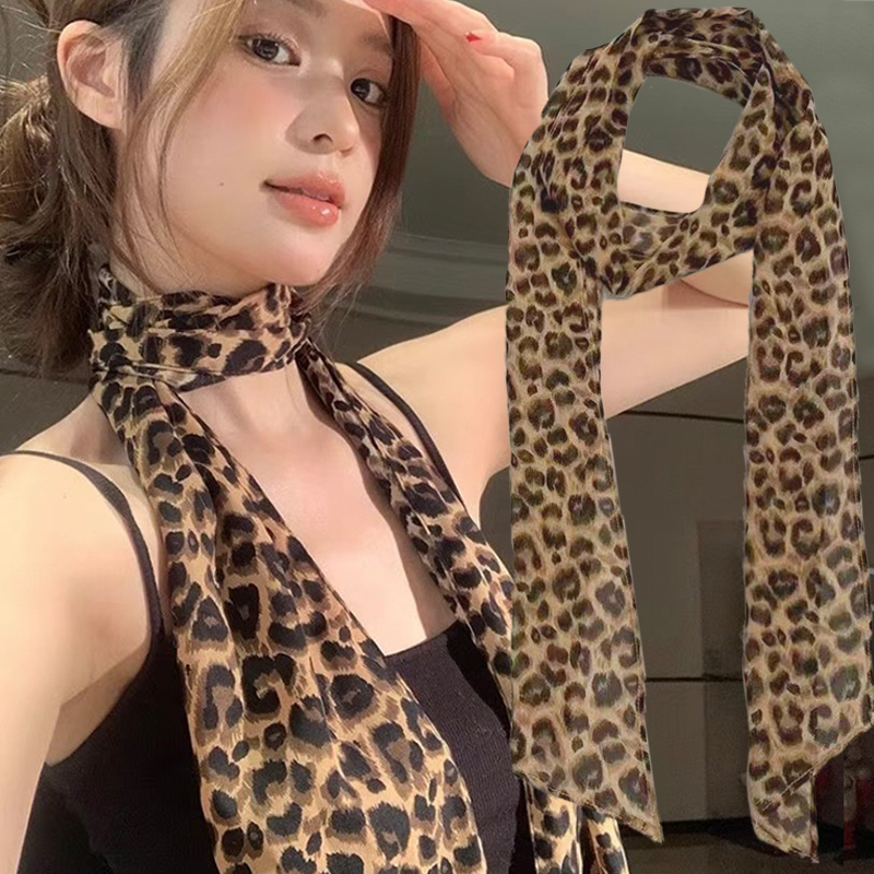 Silk Tie Striped - Leopard Print Scarf Retro Polka Dots