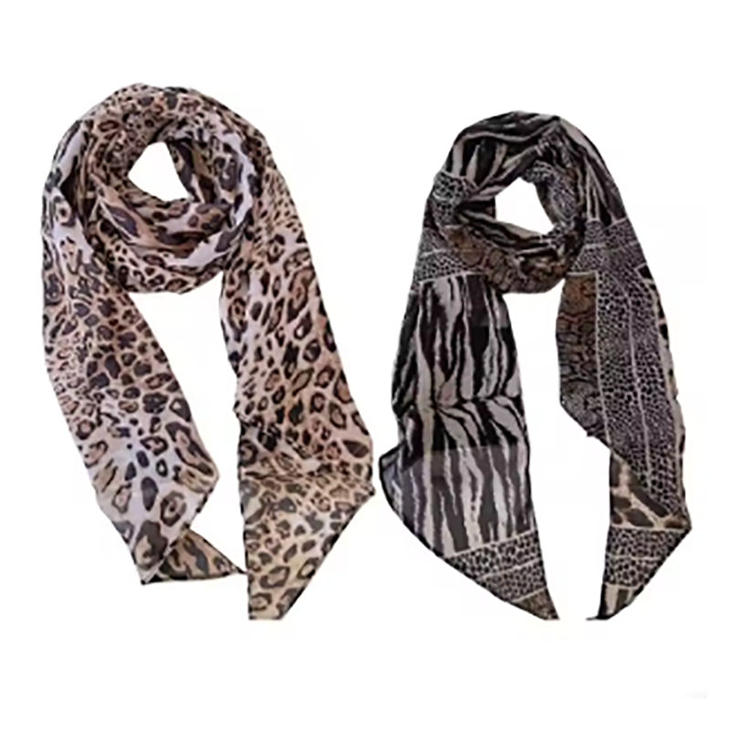 Silk Tie Striped - Leopard Small Long Silk Scarf Women