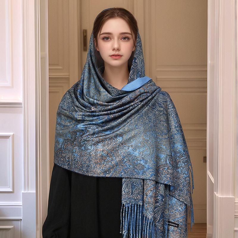 Woven Scarf Blanket - Luxury Paisley Pashmina Shawl Scarf Women