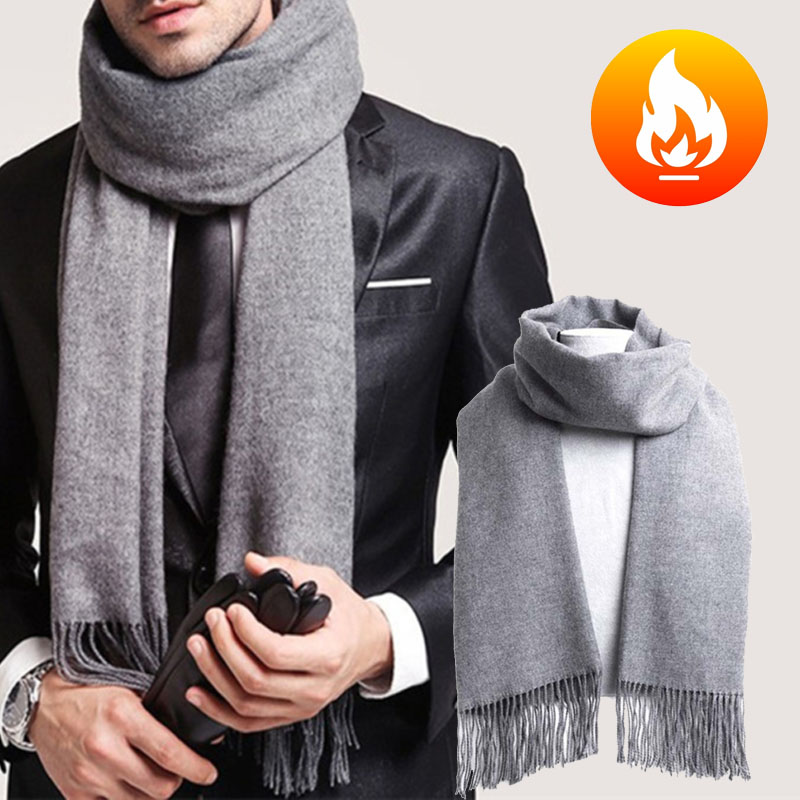 Muffler Men Wool - Autumn And Winter Solid Color Imitation