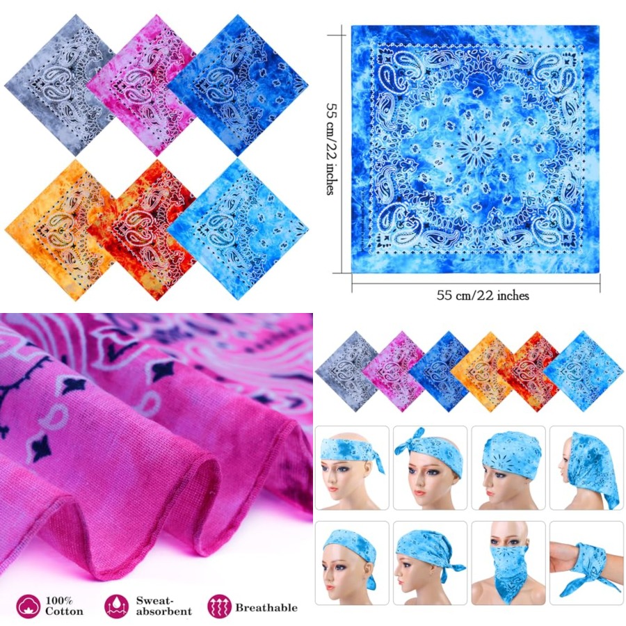 Handkerchief Cotton Men - URATOT 6 Pack Tie Dye Bandana