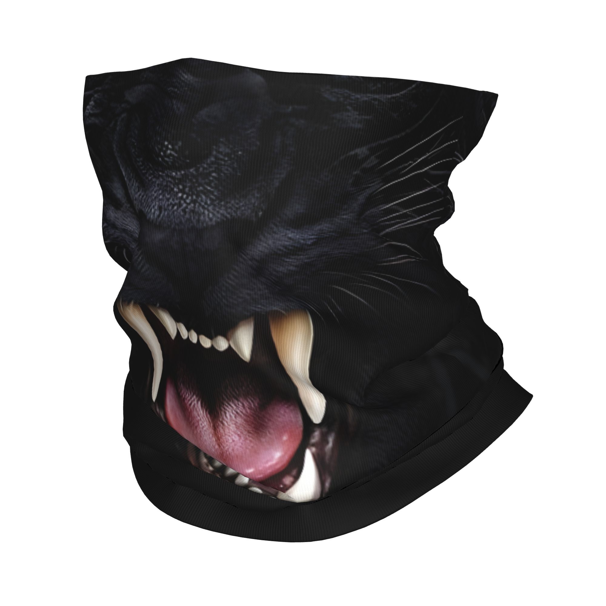 Neck Warmer Tube - Custom Black Panther Animal Head Rock