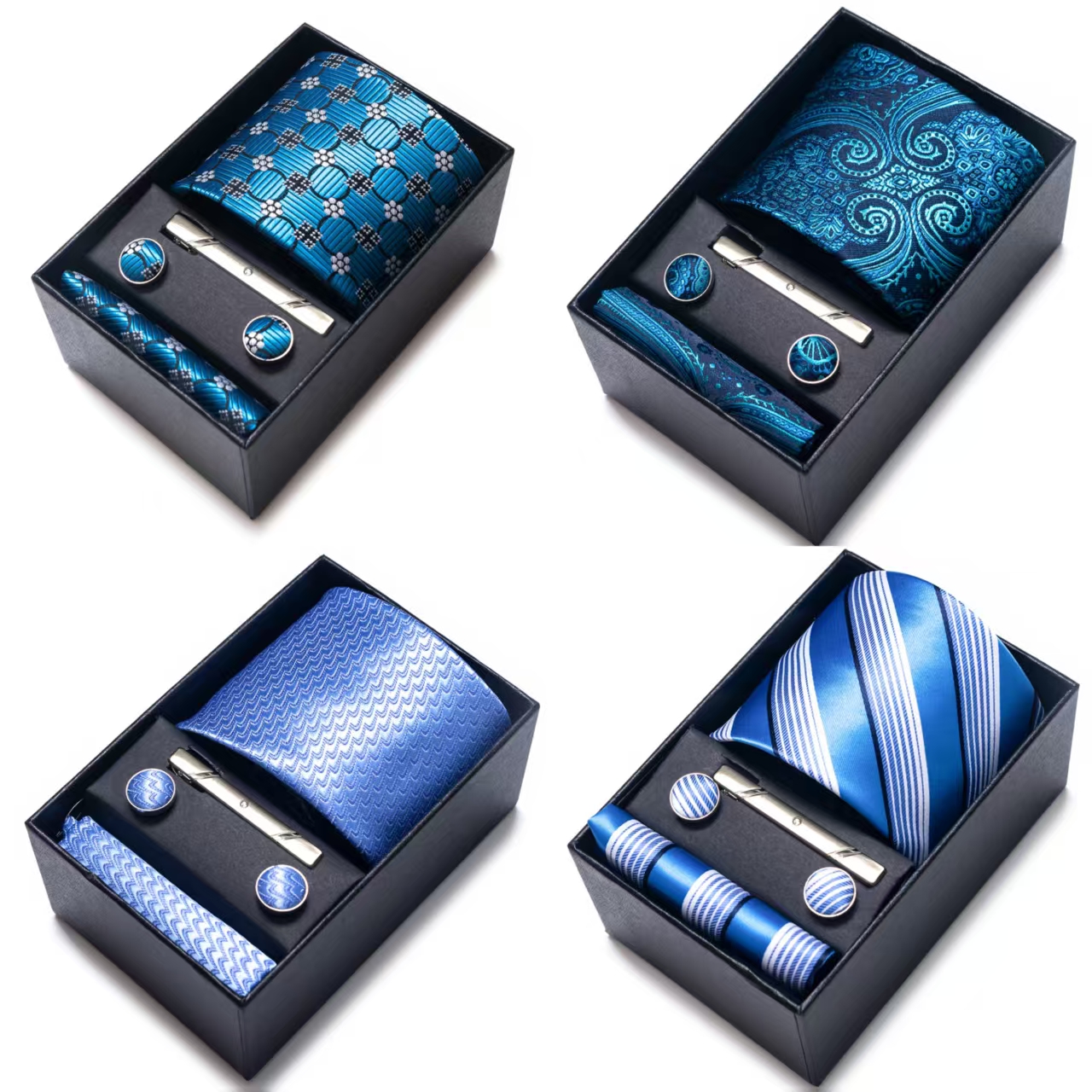 Pocket Square Set - Bright Color Paisley Men's Tie, Pocket