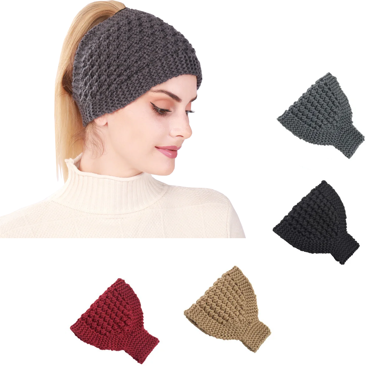 Head Wrap Turban - 1PC Knitted Soft Stretch Turban Winter