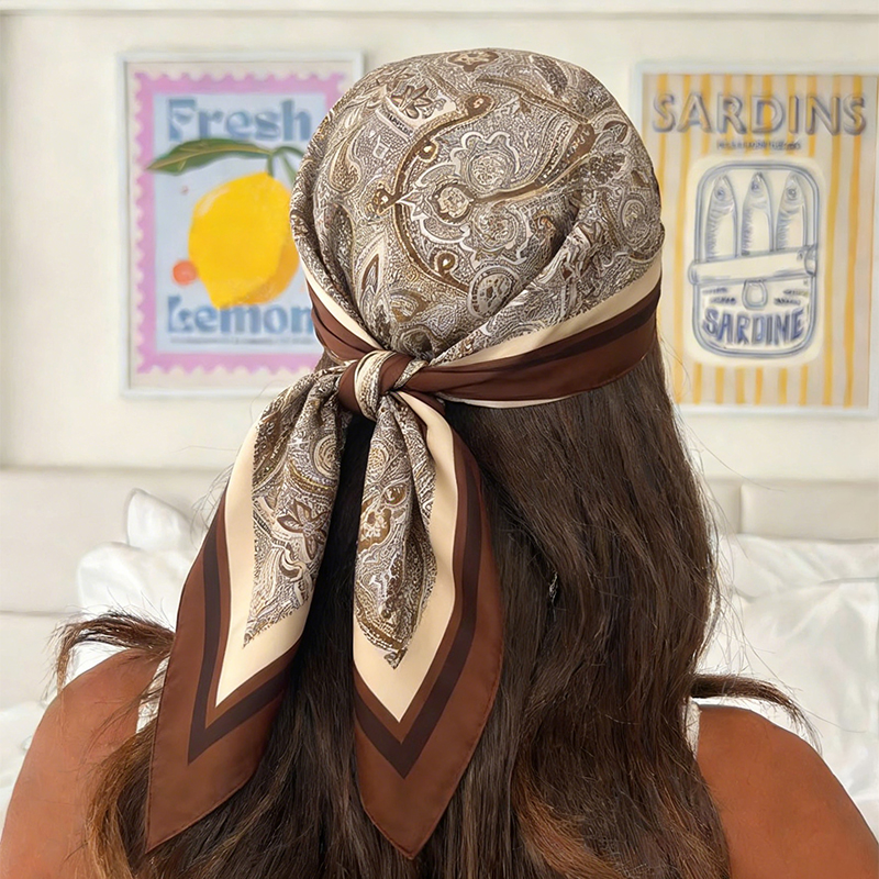 Silk Neck Scarf - Luxury Women Silk Square Scarf Floral
