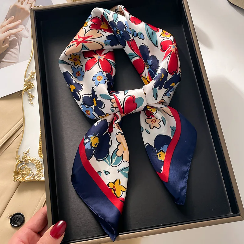 Silk Neck Scarf - Luxury Square Scarf For Women Elegant
