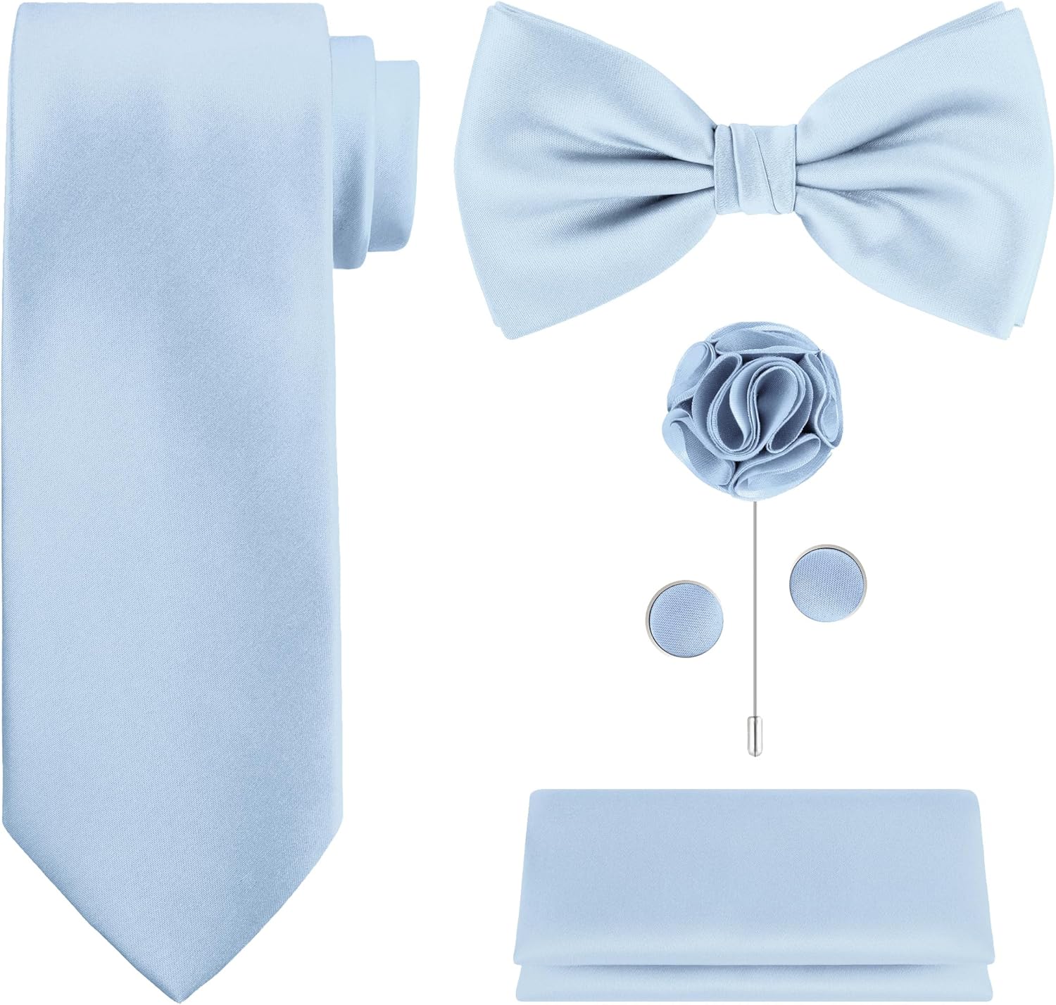 Pocket Square Set - 5-Piece Tie Set in White or