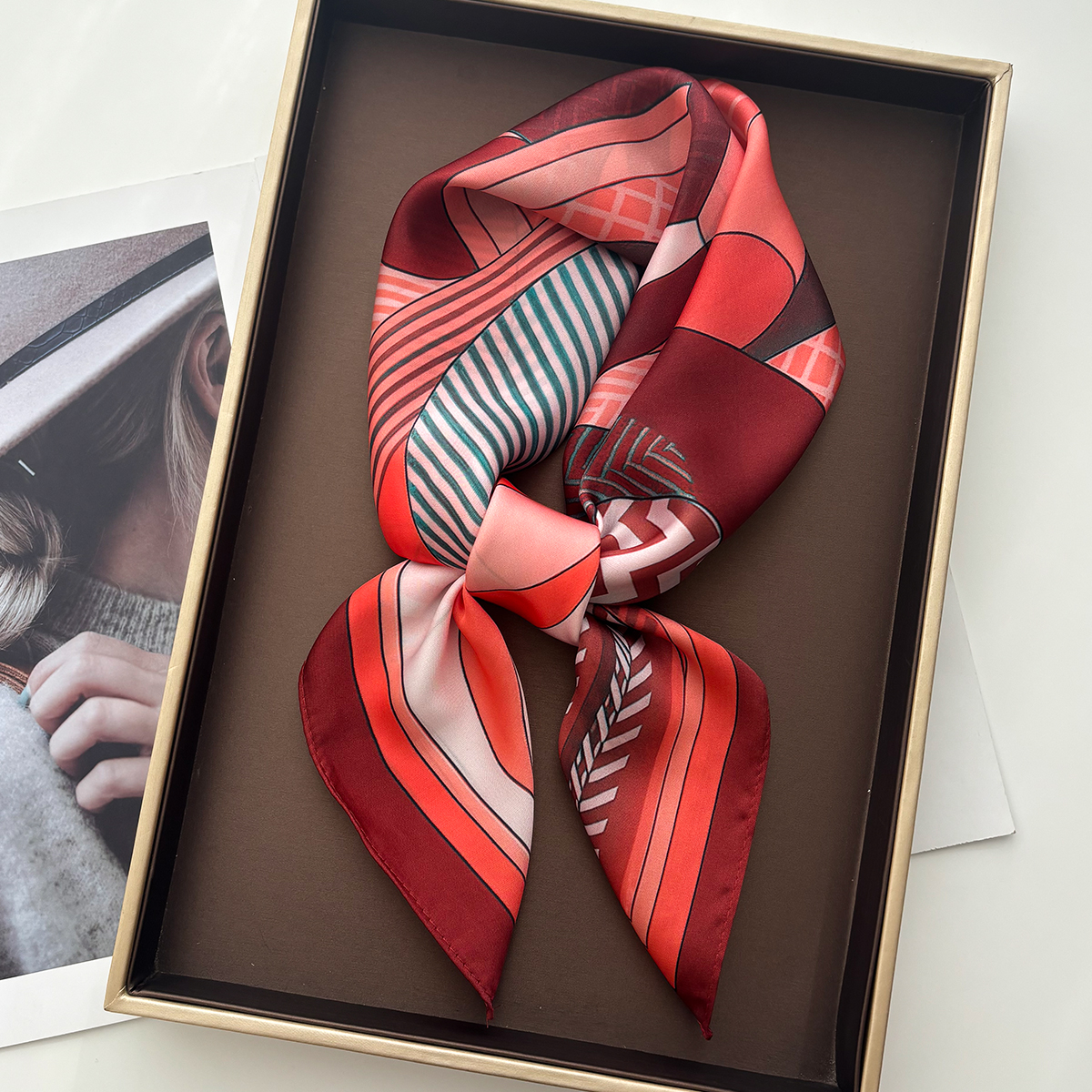 Silk Neck Scarf - Luxury Square Scarf For Women Ladies