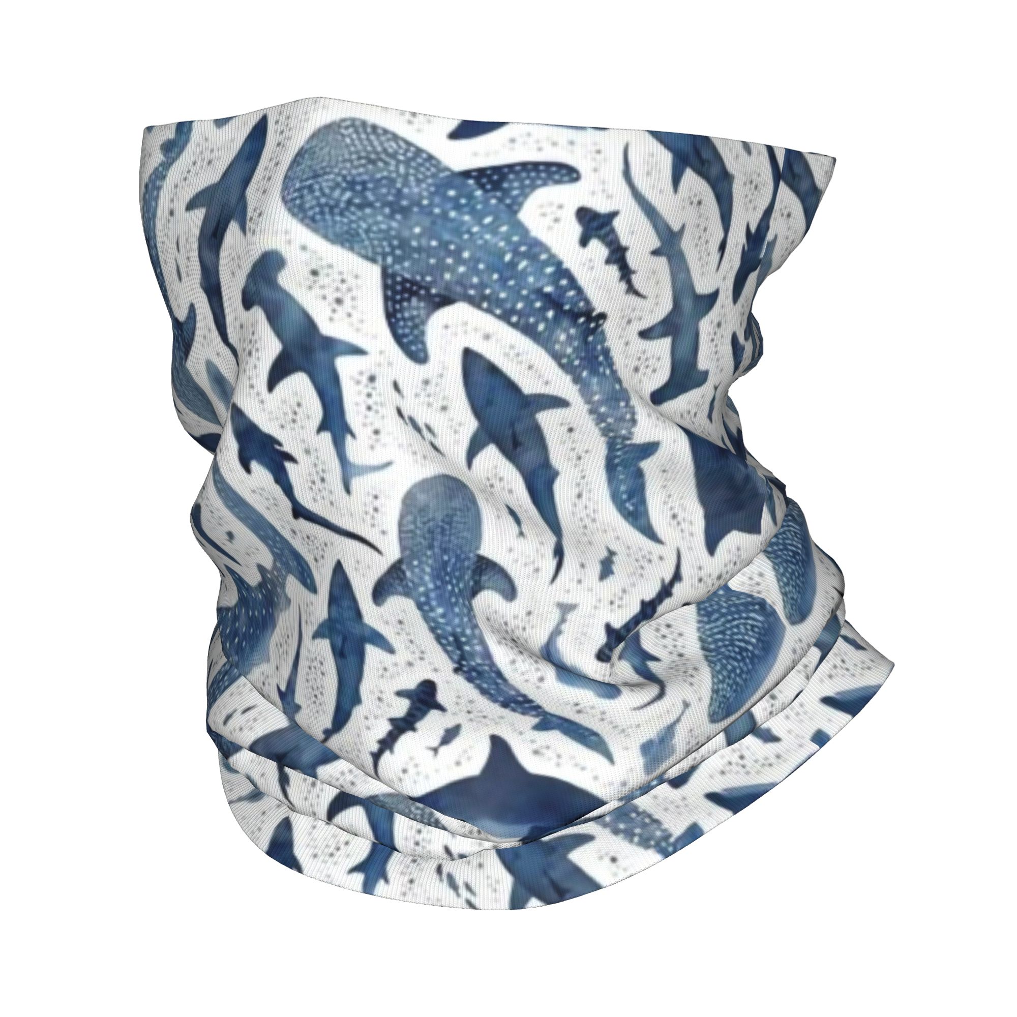 Neck Warmer Tube - Custom Blue Watercolour Shark Bandana Neck