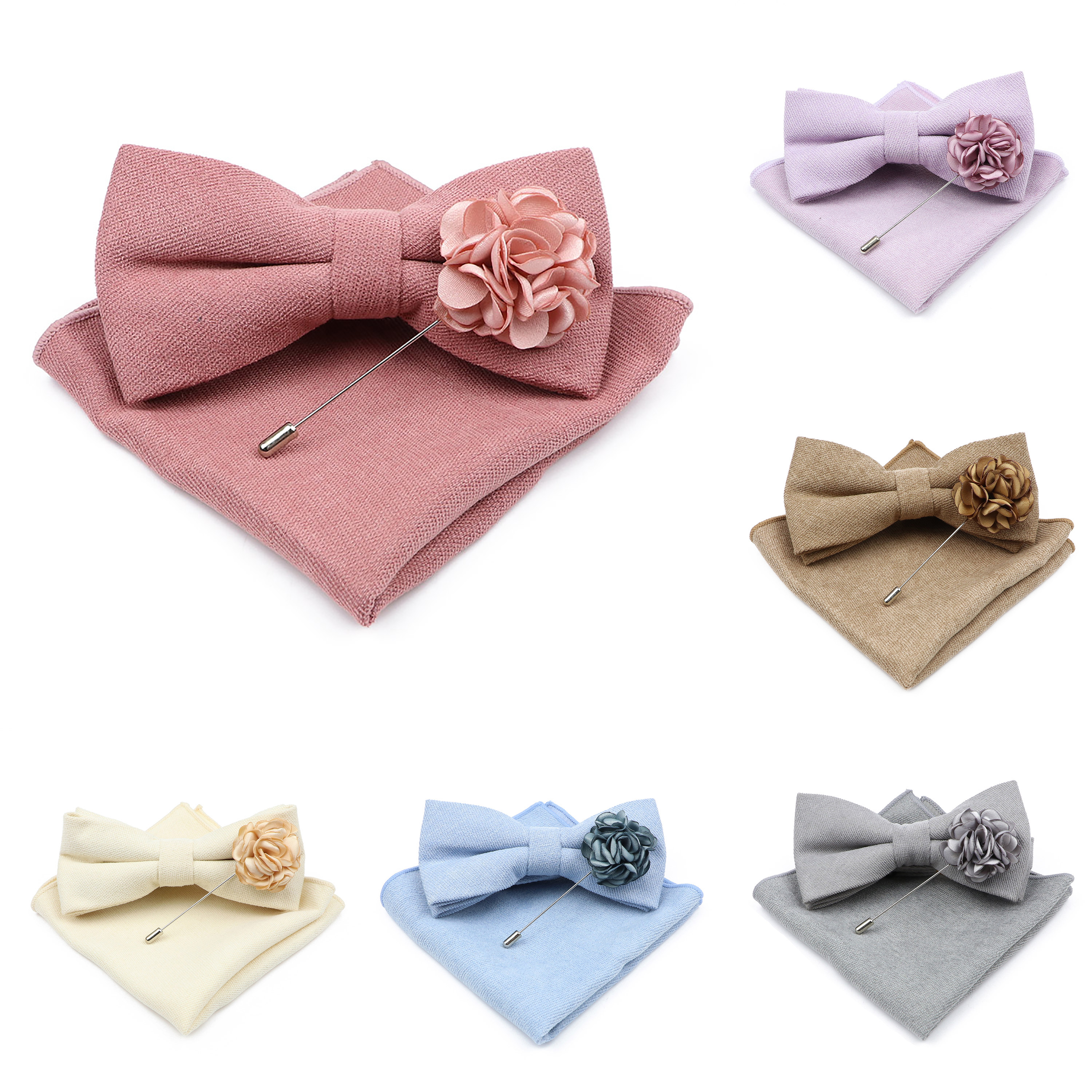 Handkerchief Cotton Men - Mens Solid Color Cotton Bowtie Pocket