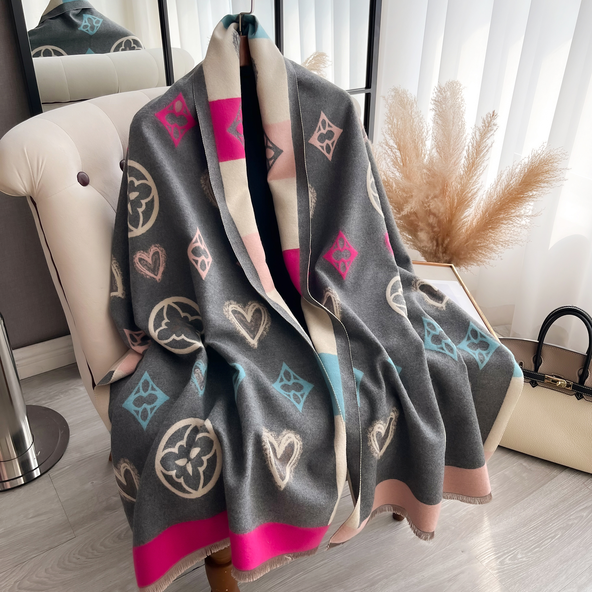 Woven Scarf Blanket - Luxury Cashmere Love Scarf Winter Women