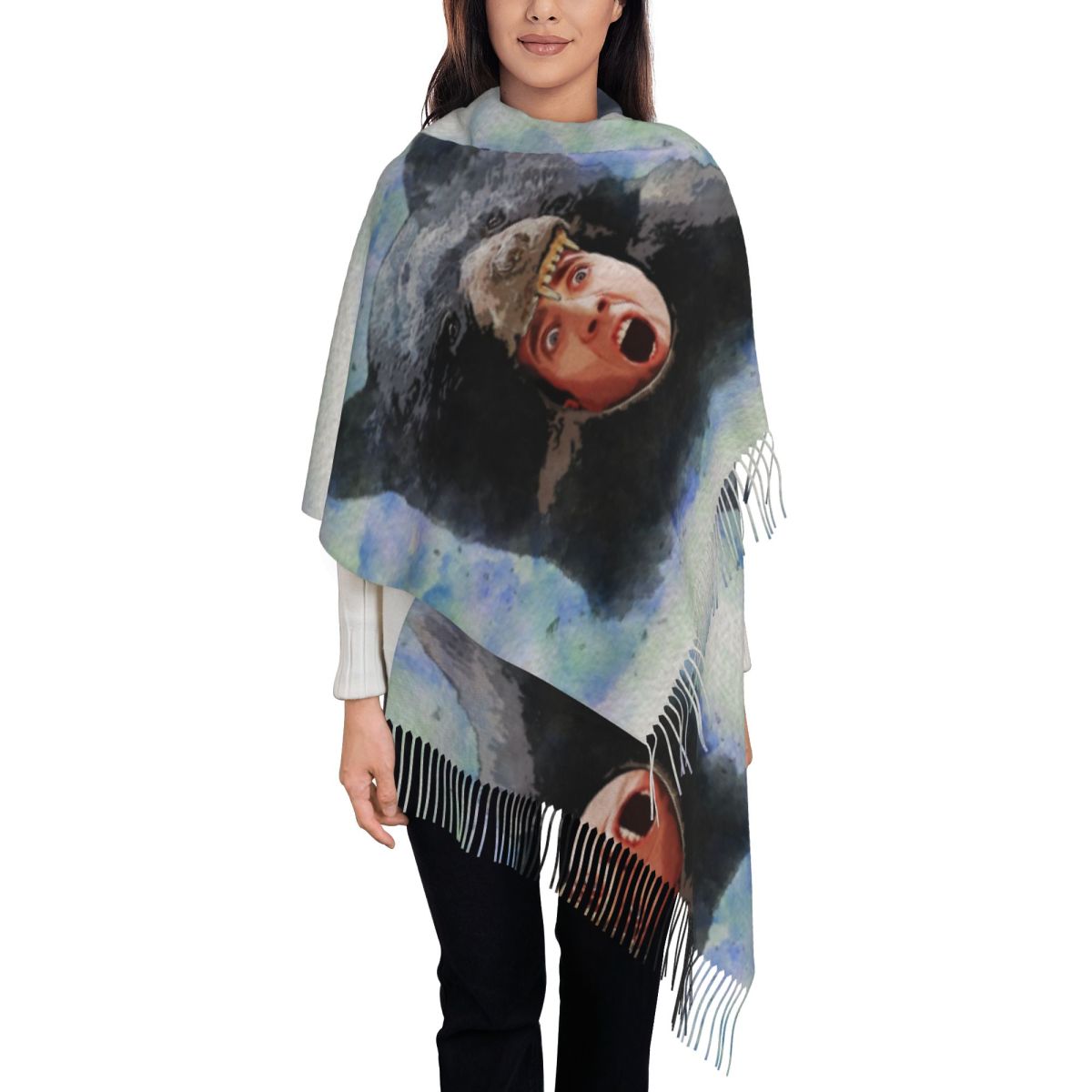 Pashmina Wrap Large - Cage Bear Watercolor Scarf for Womens