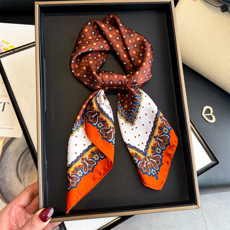 Silk Neck Scarf - New Design Dot Paisley Print Square