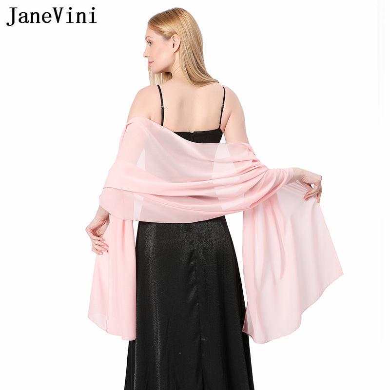 Stole Wedding Shawl - JaneVini Elegant Pink Chiffon Bride Bolero