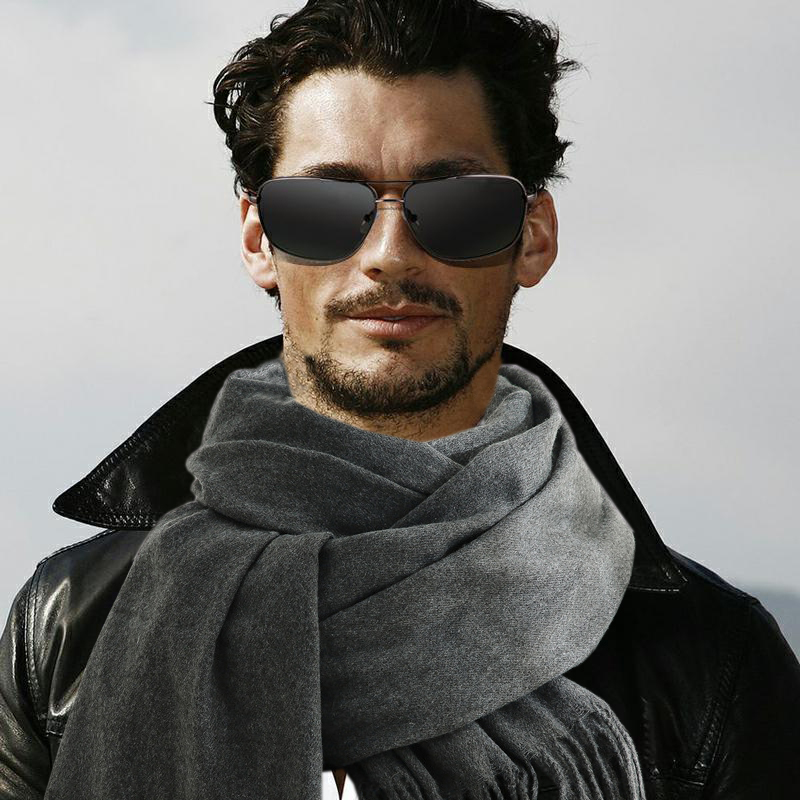 Muffler Men Wool - Fashion Scarf Man Winter Warm Soft