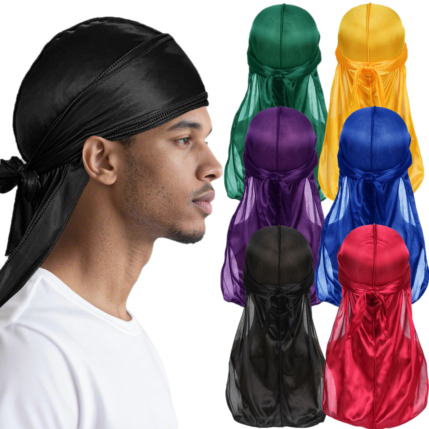 Bandana Doo Rag - Men Satin Breathable Silky Durag Long