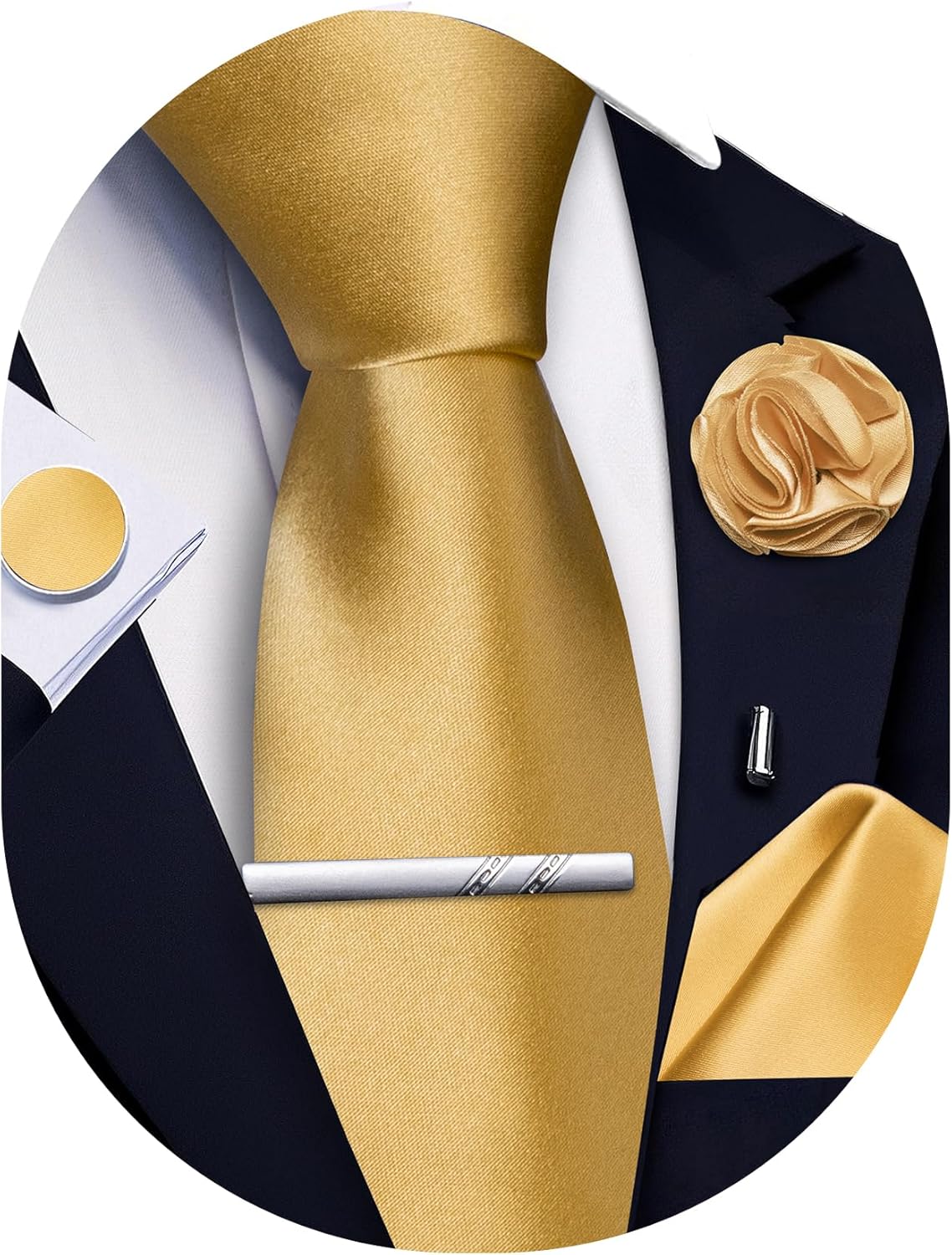 Pocket Square Set - 5Pcs Men's Silk Satin Tie Set