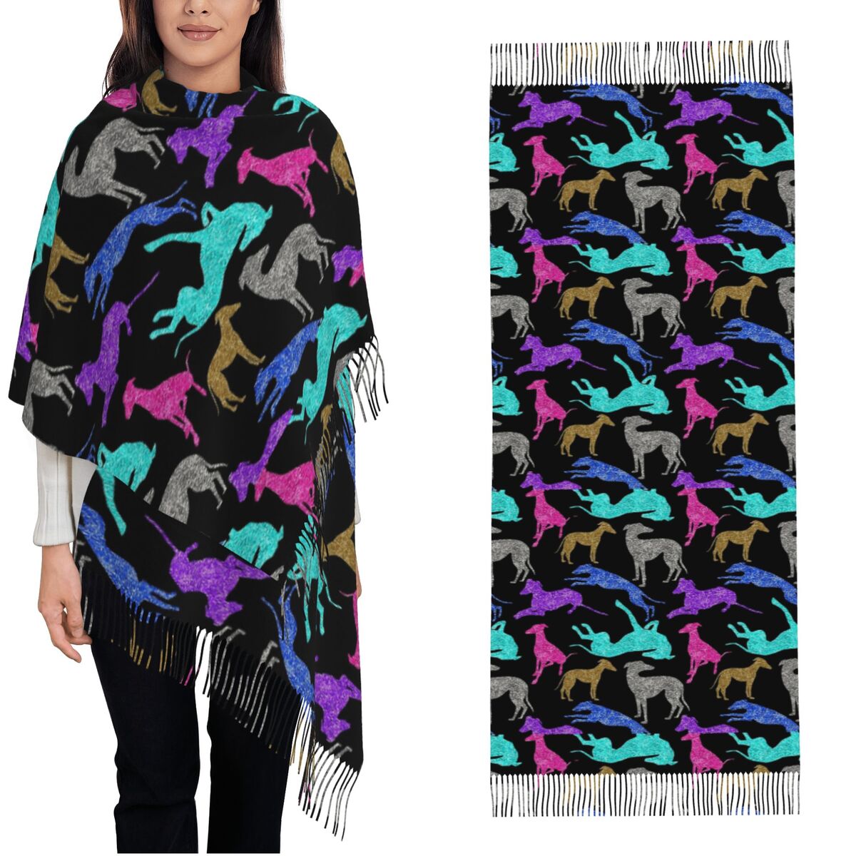 Pashmina Wrap Large - Greyt Greyhound Combo Scarf Warm Pashmina