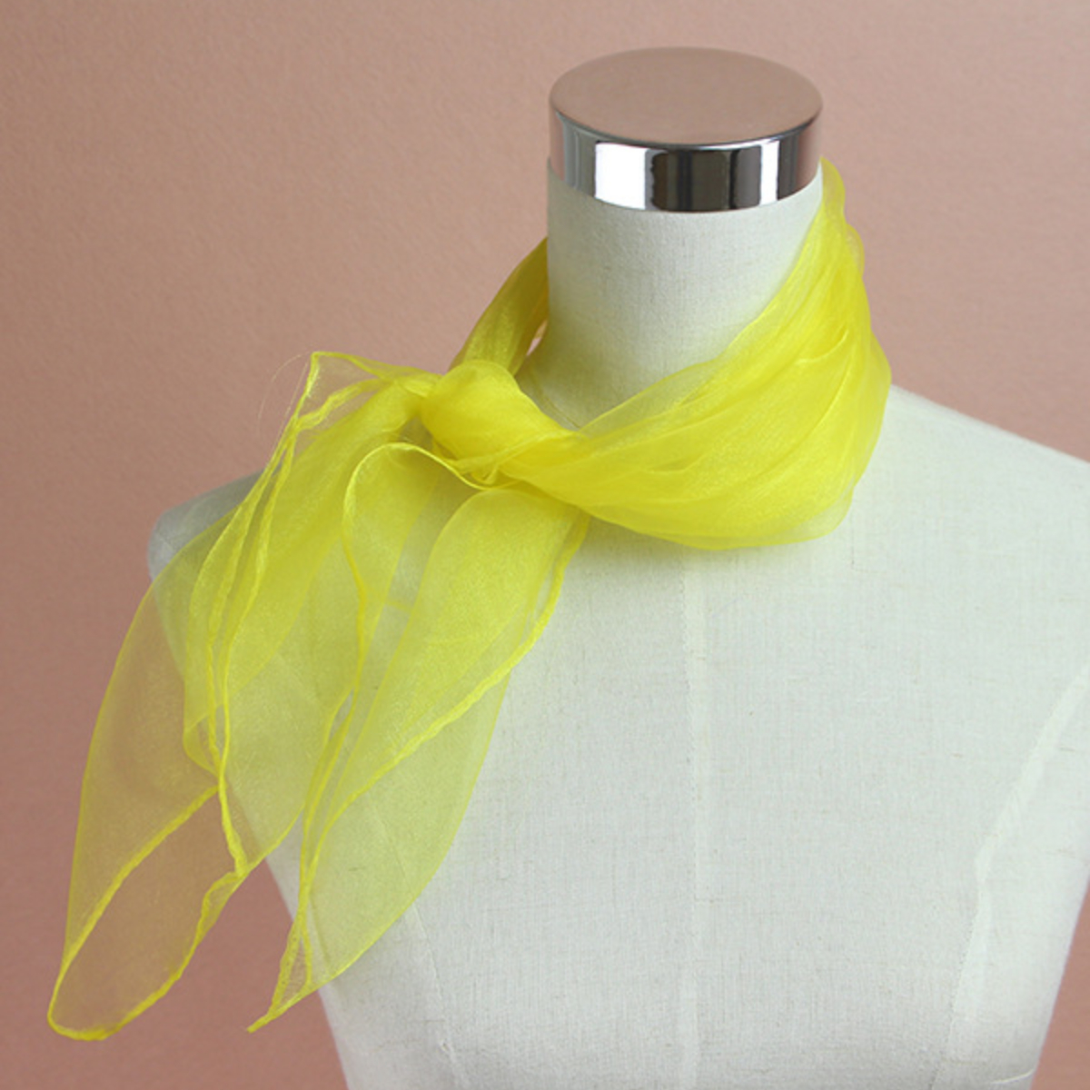 Ascot Neck Scarf - 1pc 60x60cm Candy Colors Sheer Transparent