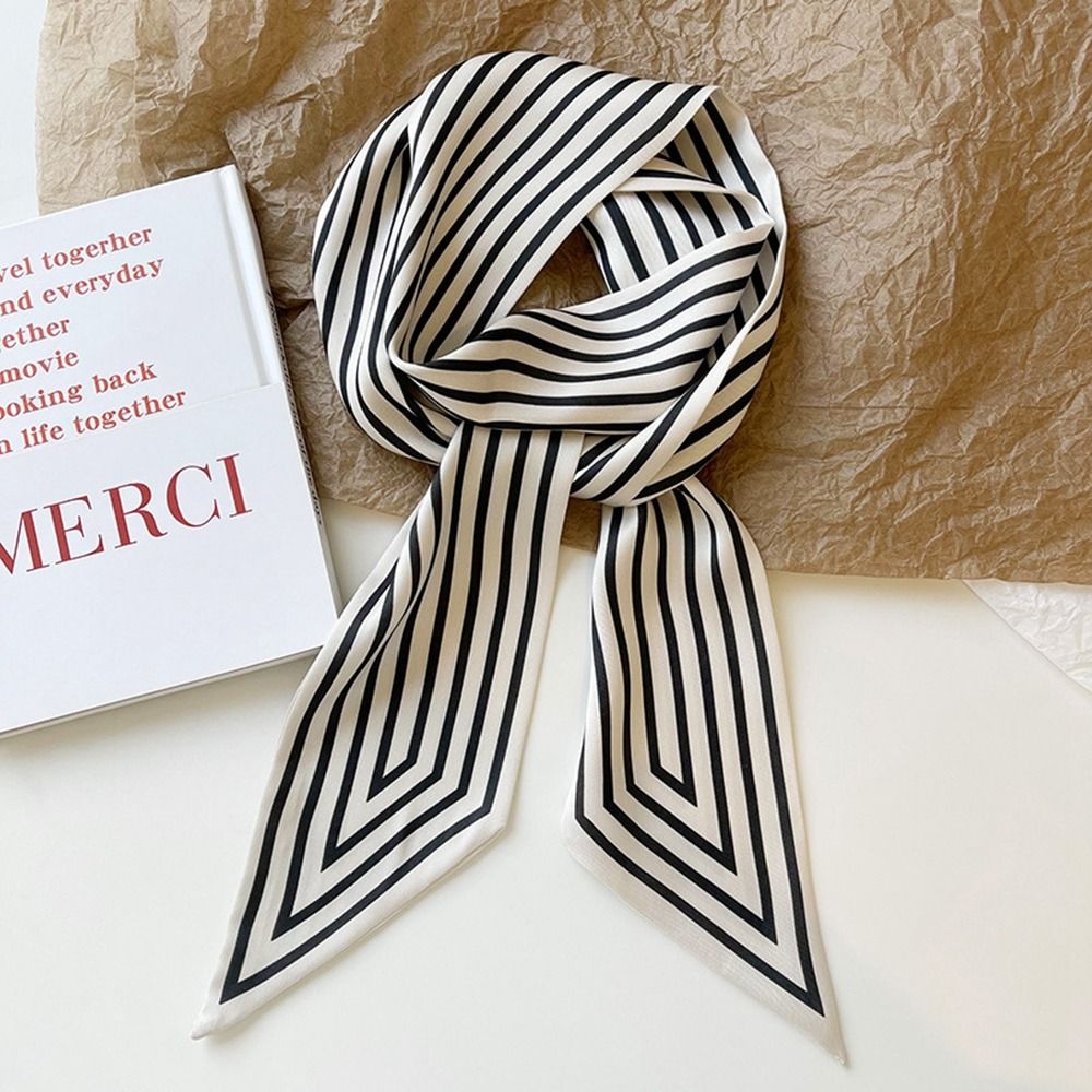 Silk Tie Striped - Retro Tie Wraps Female Shawl Ribbon
