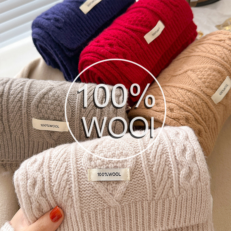 Muffler Men Wool - Luxury 100% Wool Scarf Women Mens