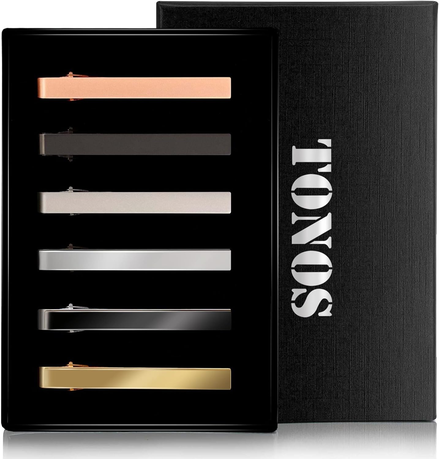 Tie Bar Set Gift - 6 Pack Tie Clips Set Black