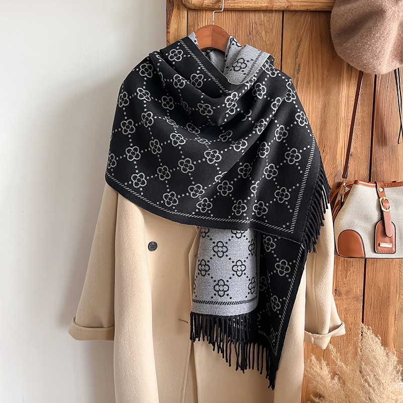 Woven Scarf Blanket - Brands Jacquard Design Winter Two-Sided Scarf