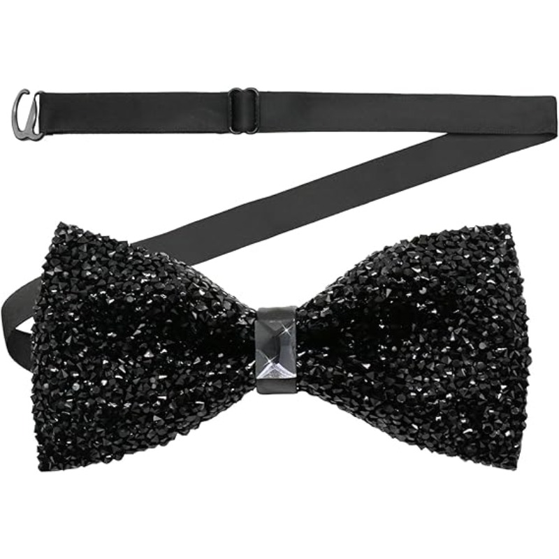 Bow Tie Pre Tied - Fashion Rhinestone Bow Ties for Men