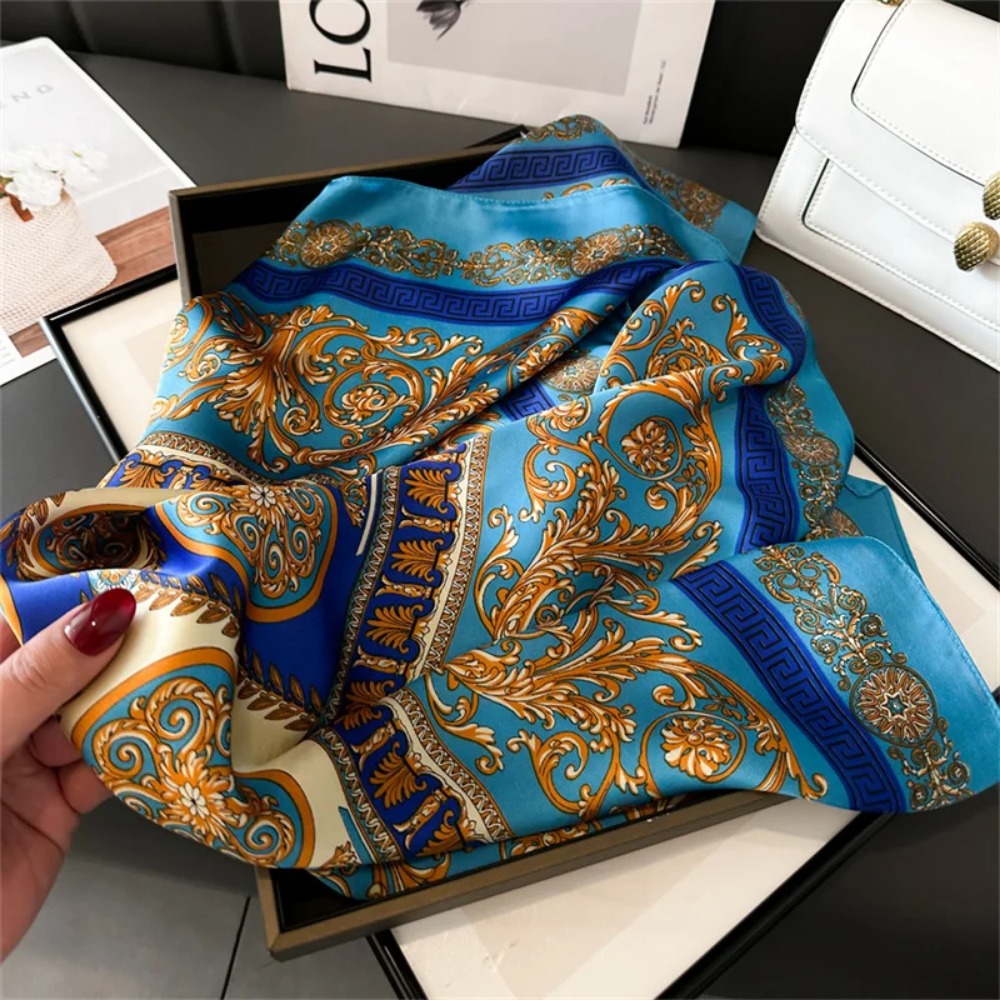 Silk Neck Scarf - Women 70x70cm Printed Silk Pashmina Scarf