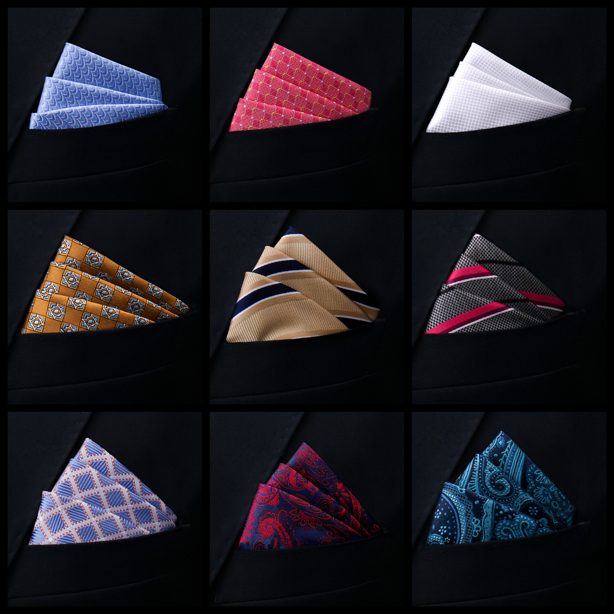 Pocket Square Set - New Style Handkerchief Hot sale Black