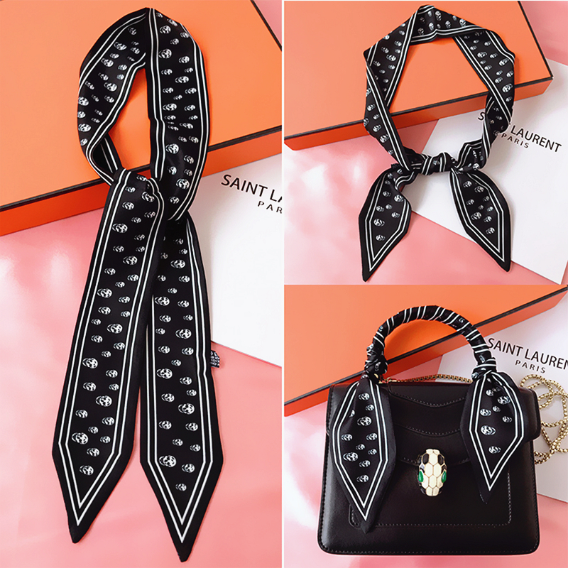 Silk Tie Striped - 115cm Tied bag Handle silk scarf