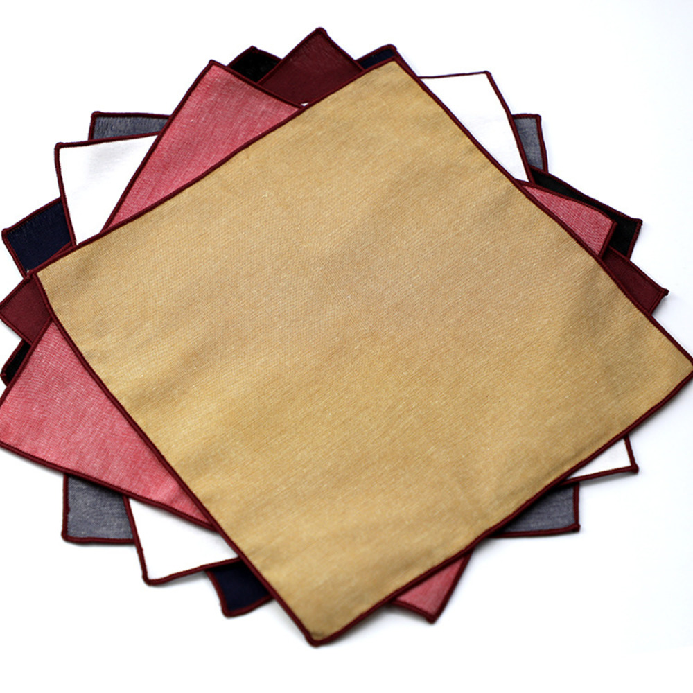 Solid Striped Brown Pocket Squ - Handkerchief Cotton Men のレビューと価格