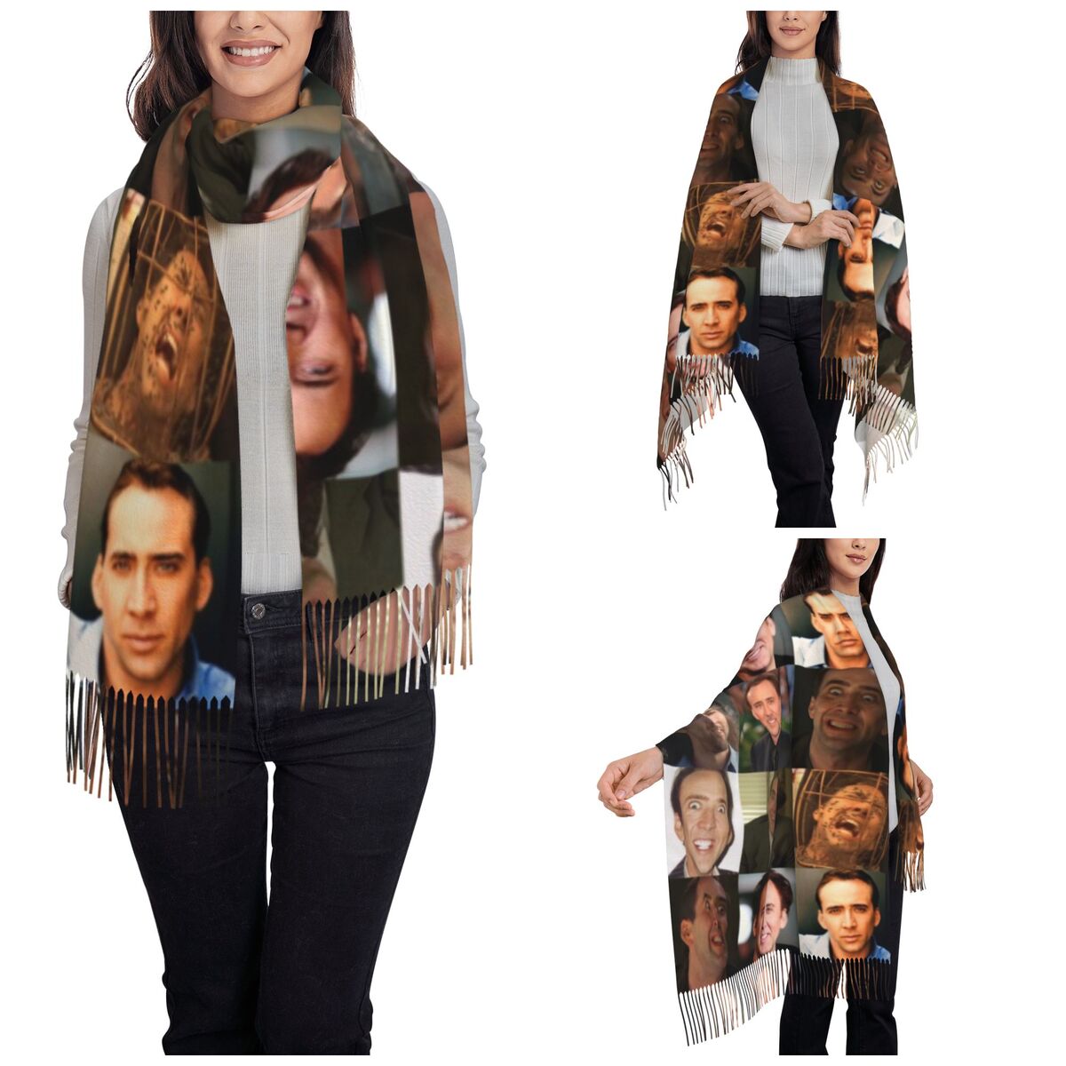 Nicolas Cage Funny Face Meme S - Pashmina Wrap Large のレビューと価格