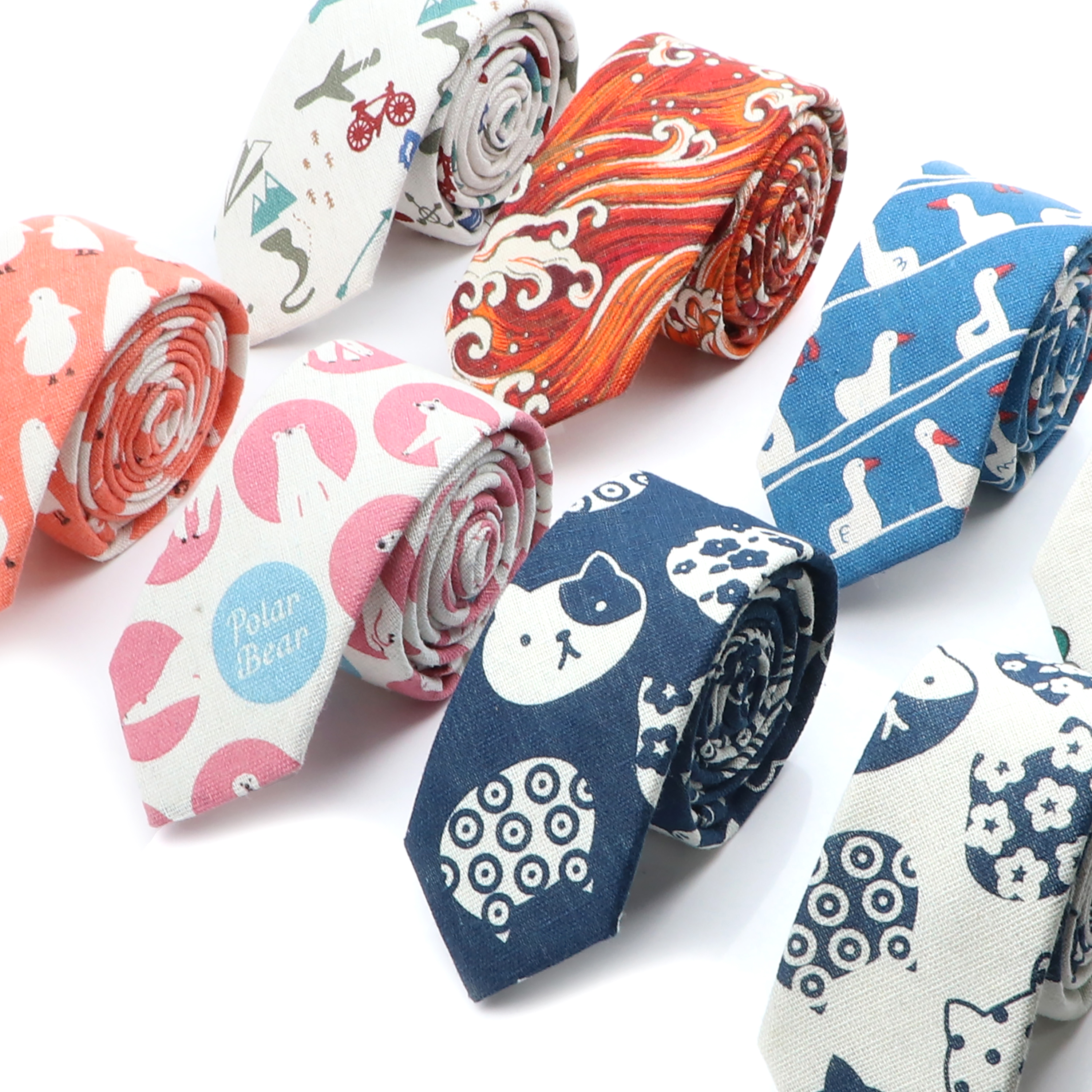Novelty Cartoon Linen Tie For  - Skinny Tie Men のレビューと価格