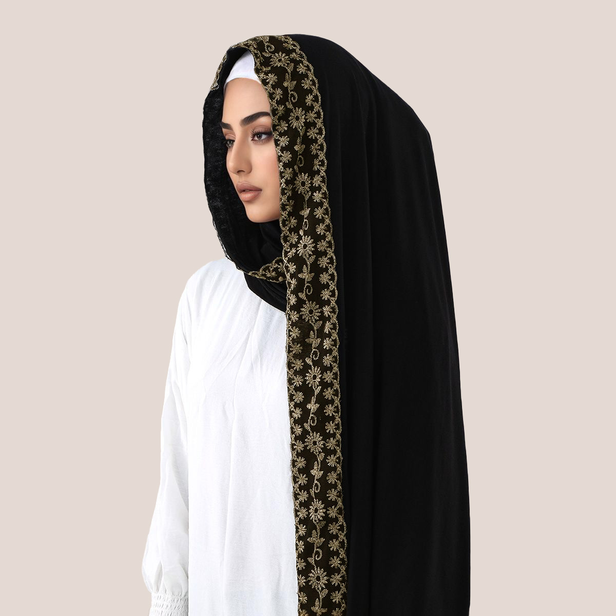 Lace Embroidery Cotton Jersey  - Head Wrap Turban のレビューと価格