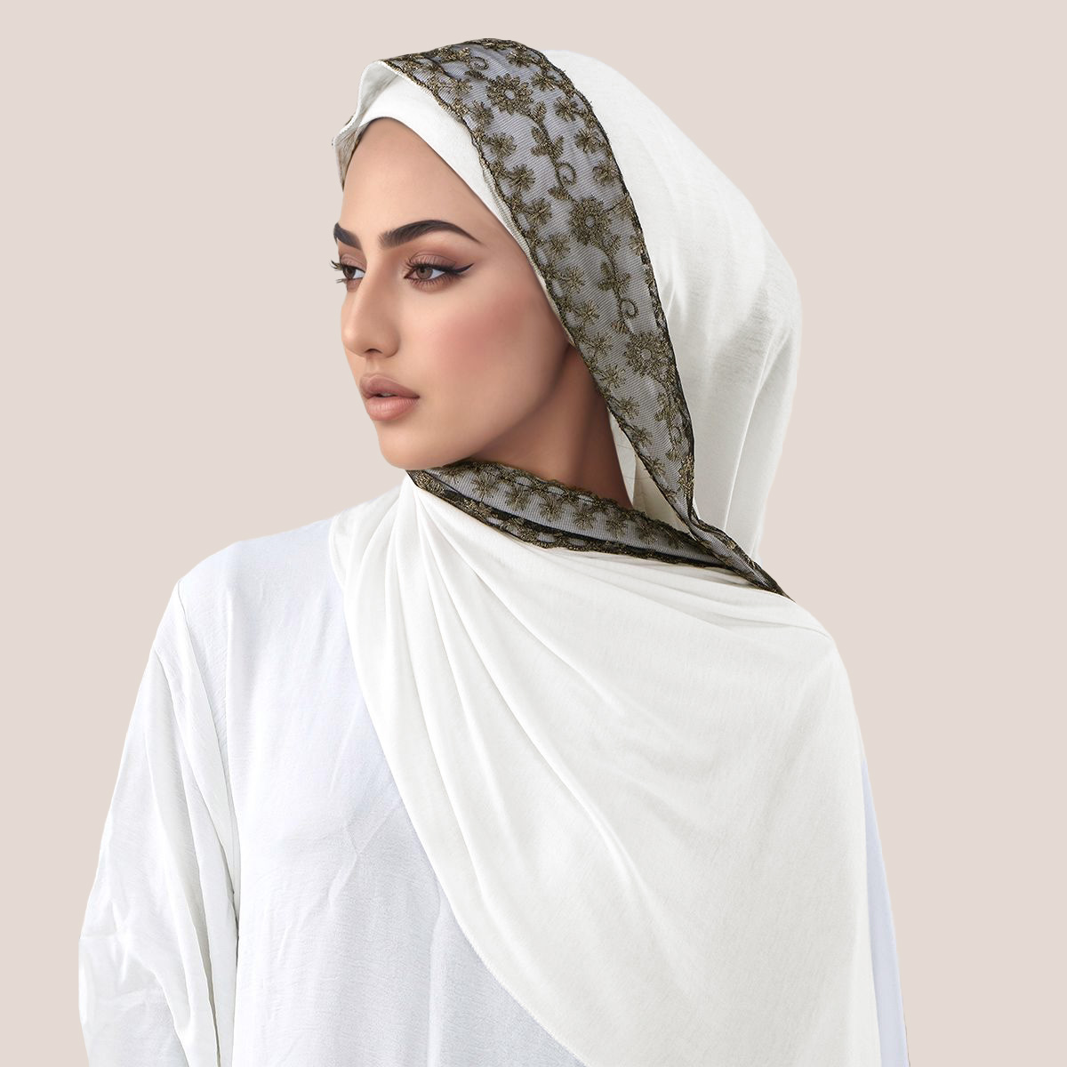 Lace Embroidery Cotton Jersey  - Head Wrap Turban のレビューと価格