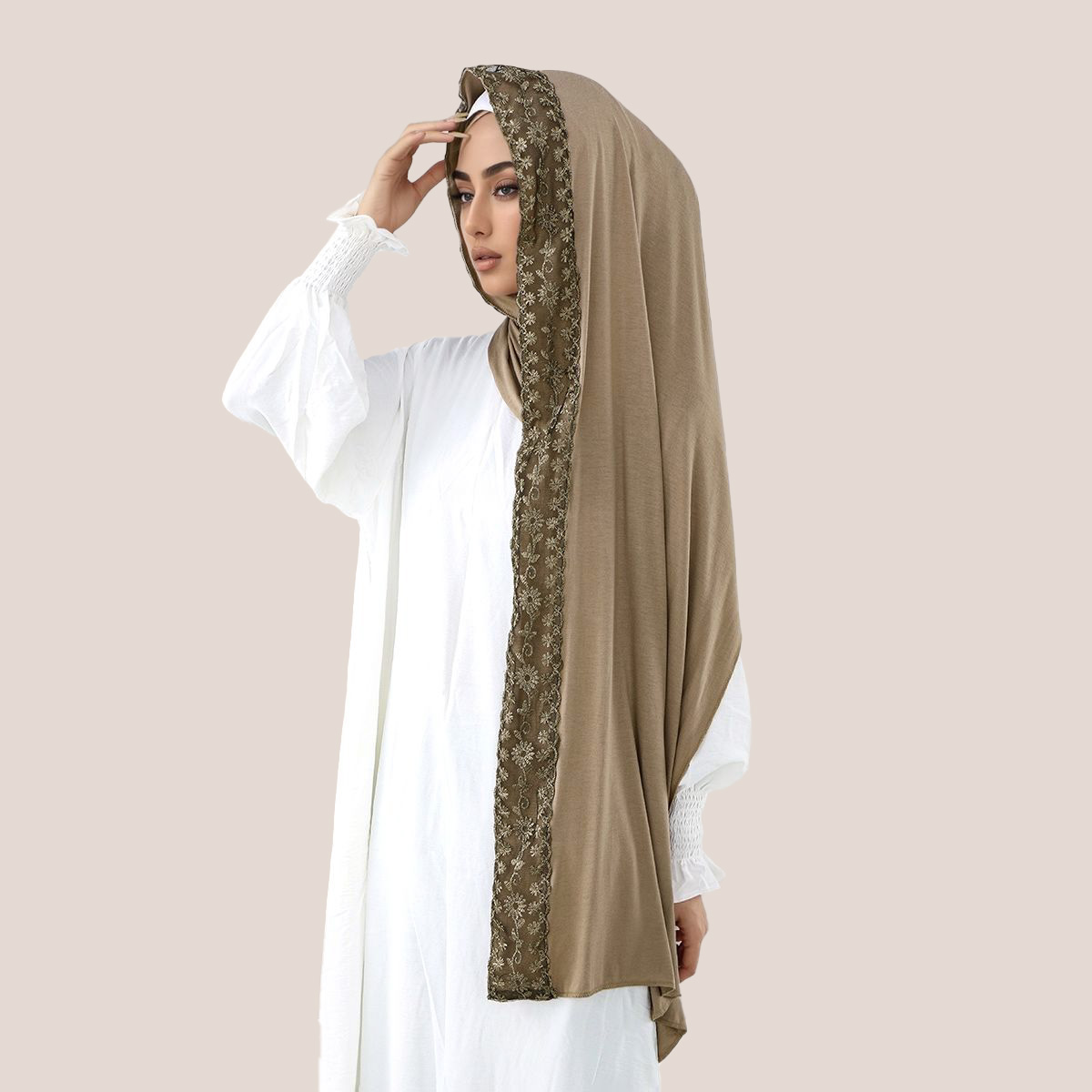 Lace Embroidery Cotton Jersey  - Head Wrap Turban のレビューと価格