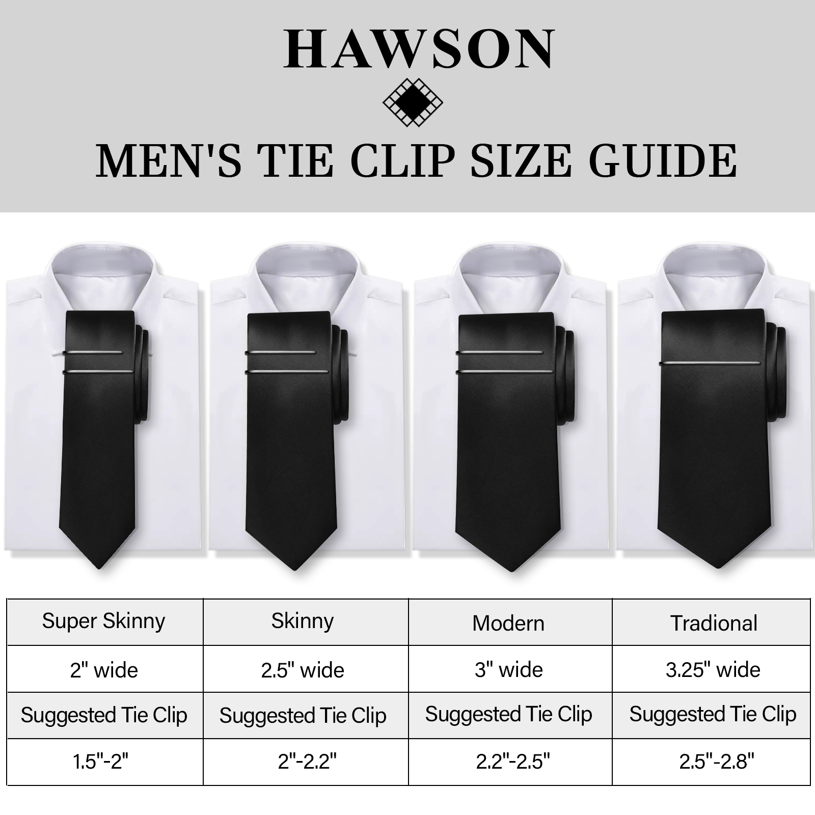 HAWSON Tie Clips for Men 4Pcs  - Tie Bar Set Gift のレビューと価格